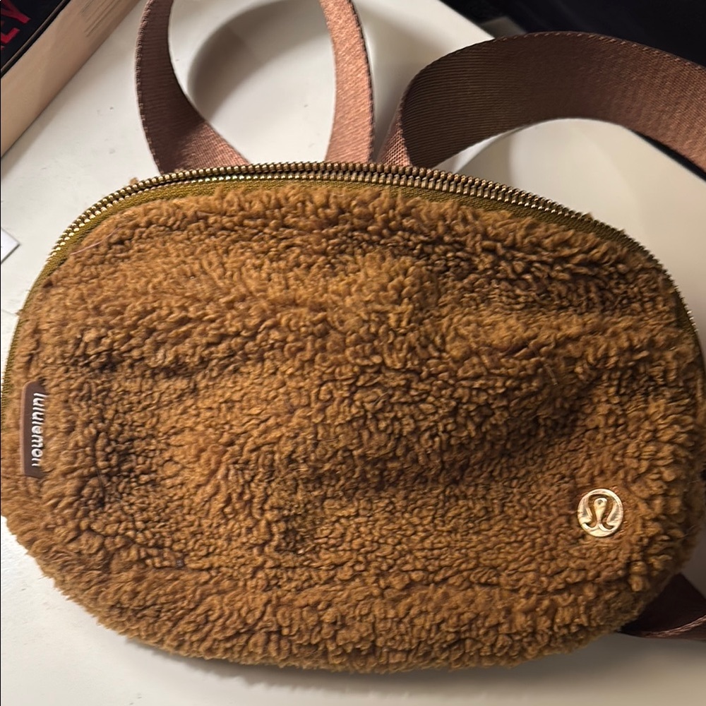 Lululemon Athletica Brown Crossbody Bag with Sherpa Texture